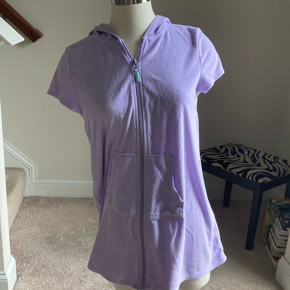 Lavender Short Sleeve Swim Suit Cover Up - Picture 1 of 5